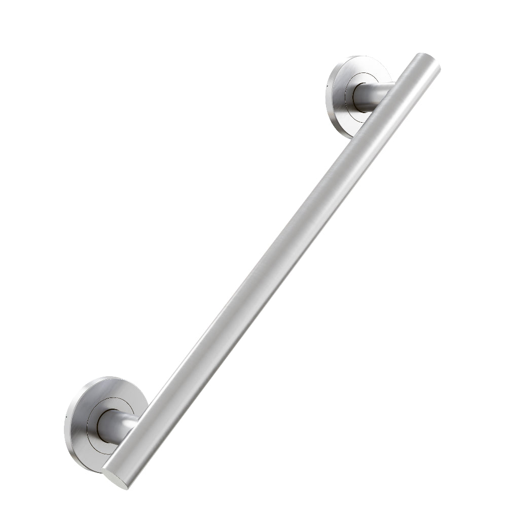 Silver grab bar on a white background