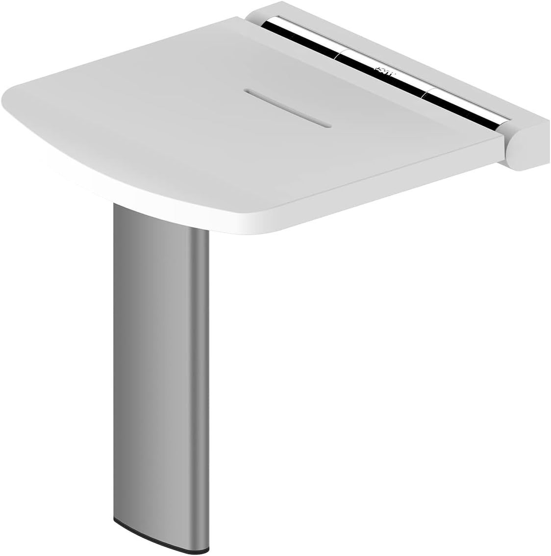 Modern shower head with a white square shower panel on a white background