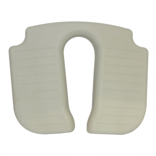 Beige U-shaped pillow on a white background