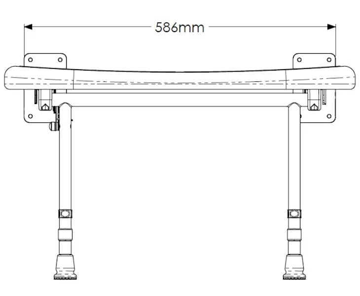Technical drawing of a horizontal bar with measurements on a white background