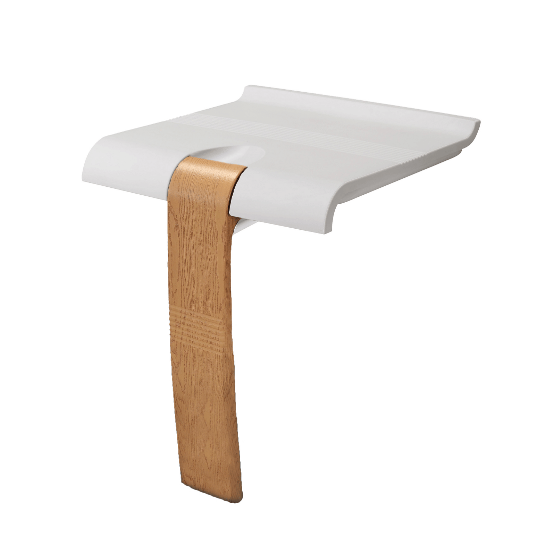 White sink with wooden handle on a white background