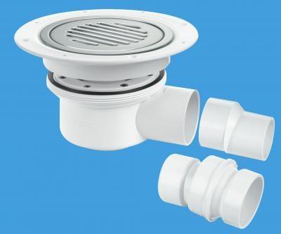 McAlpine 2 piece 50mm Trapped Gulley slotted SS Cover Vinyl Floor - Adaptation Supplies