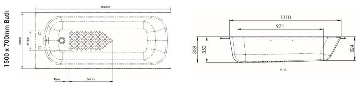 AKW 1700 X 700mm Steel Bath with anti-slip and Kit - Adaptation Supplies
