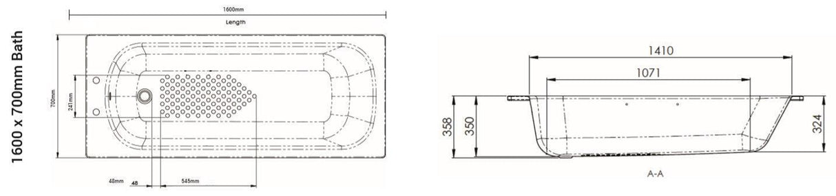 AKW 1700 X 700mm Steel Bath with anti-slip and Kit - Adaptation Supplies