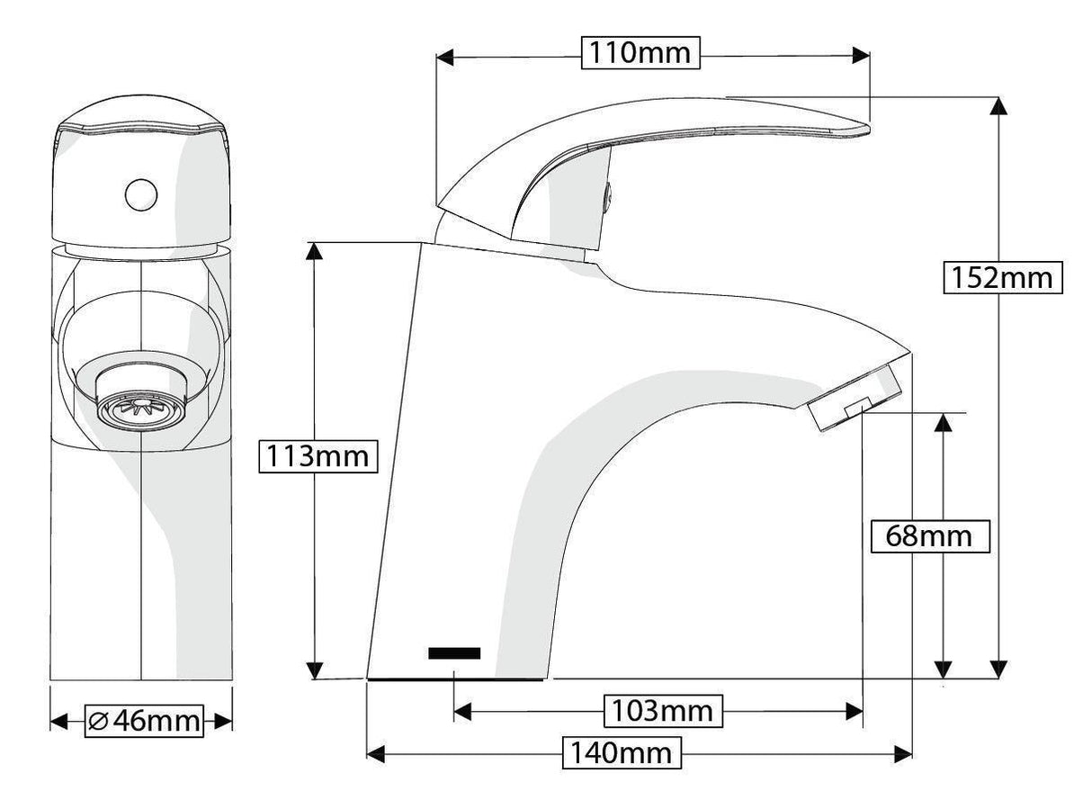 AKW Denova Basin Mono Mixer Tap including Clicker waste - Adaptation Supplies