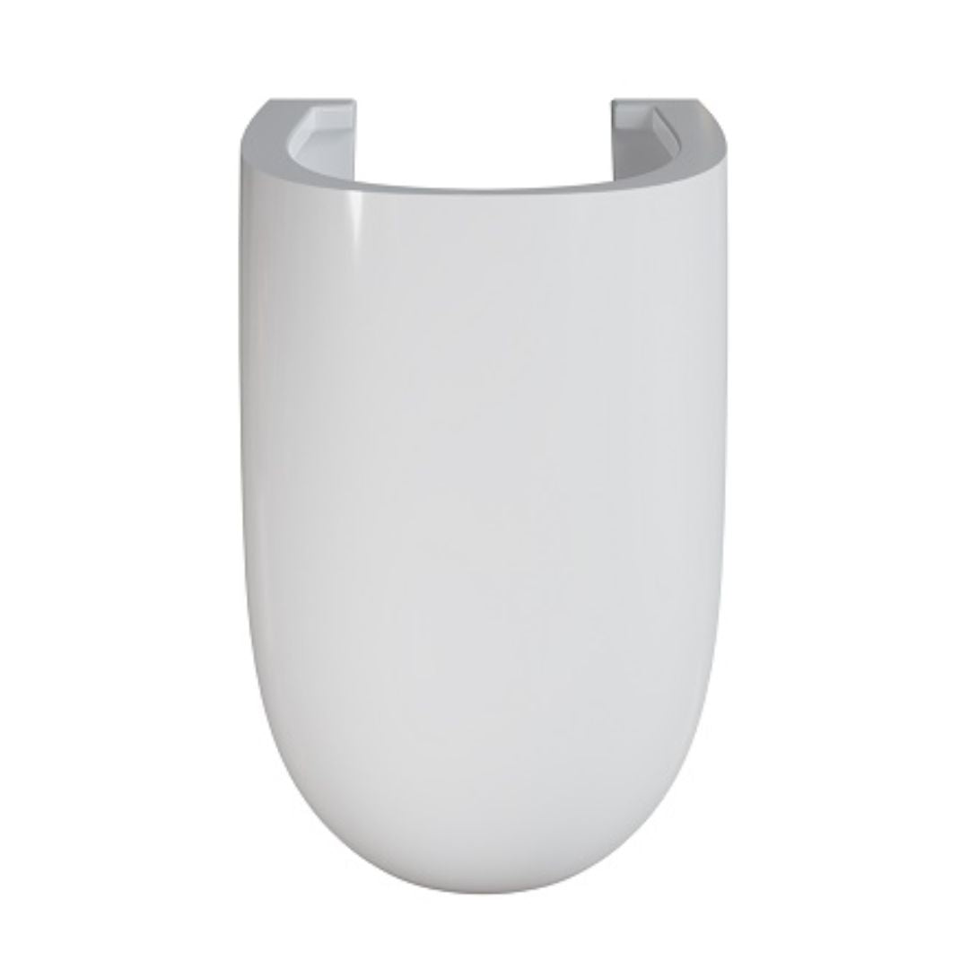 A semi pedestal with a curved, U-shaped design, shown against a plain white background.