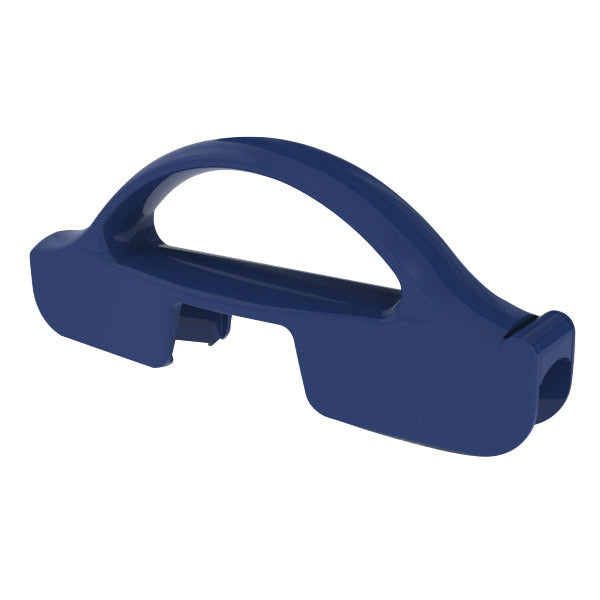 Blue plastic latch on a white background