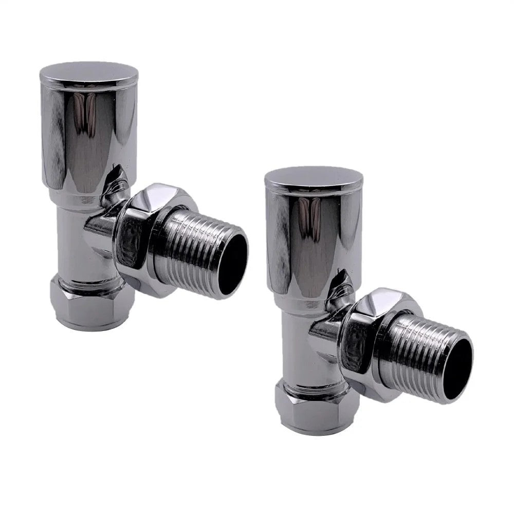 Chrome radiator valves on a white background