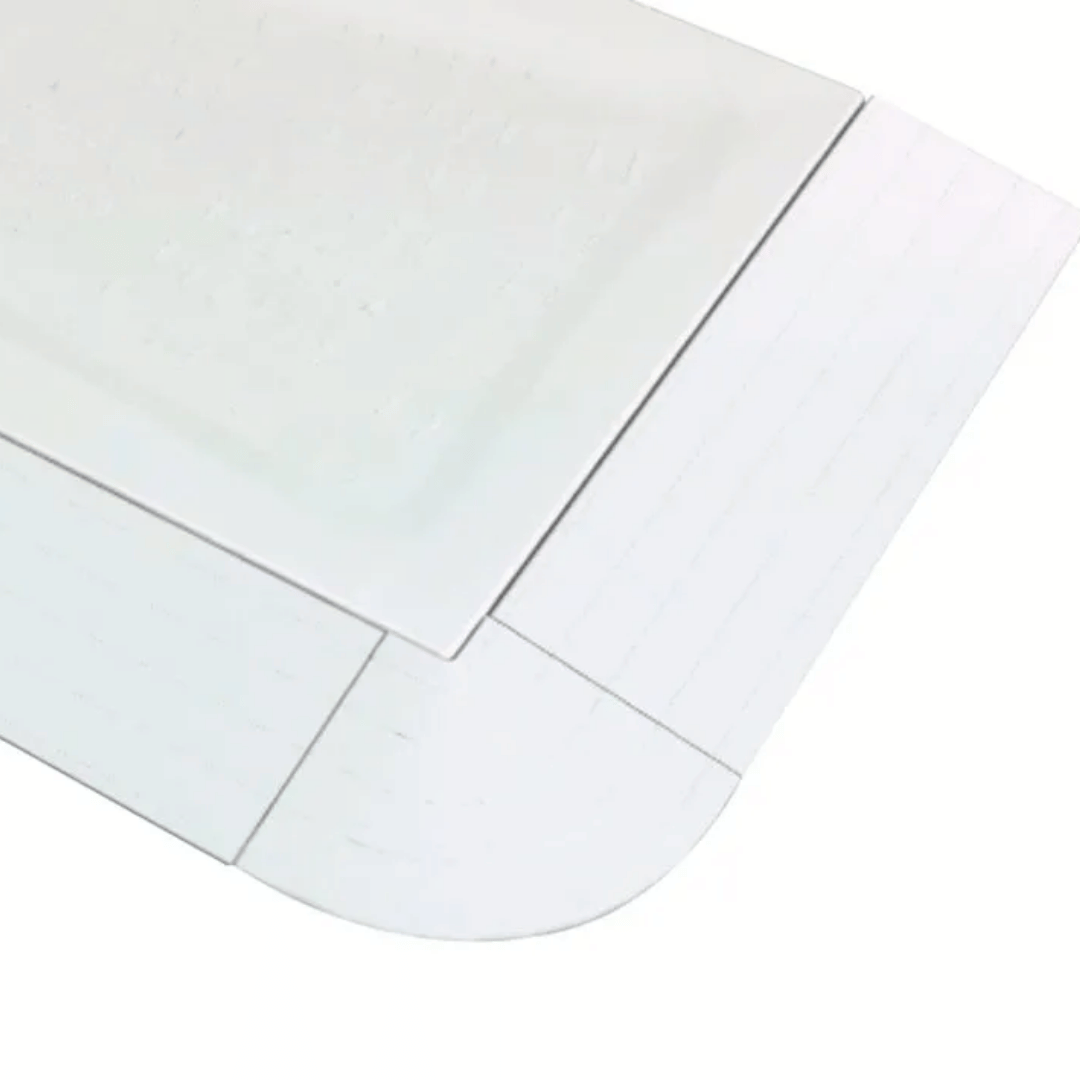 Close-up of a white corner ramp on a white background