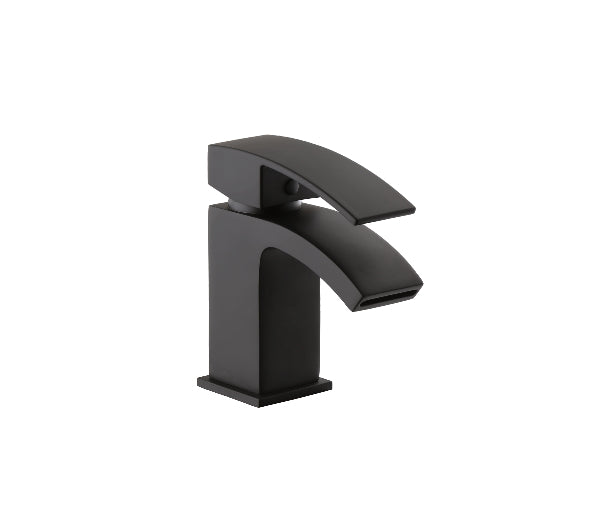 Black faucet on a white background