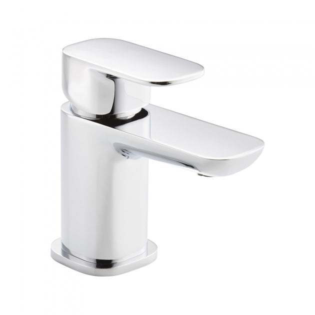 Chrome bathroom faucet on a white background