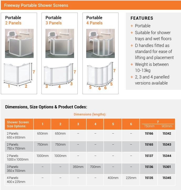 AKW Freeway Portable Shower Carer Screens
