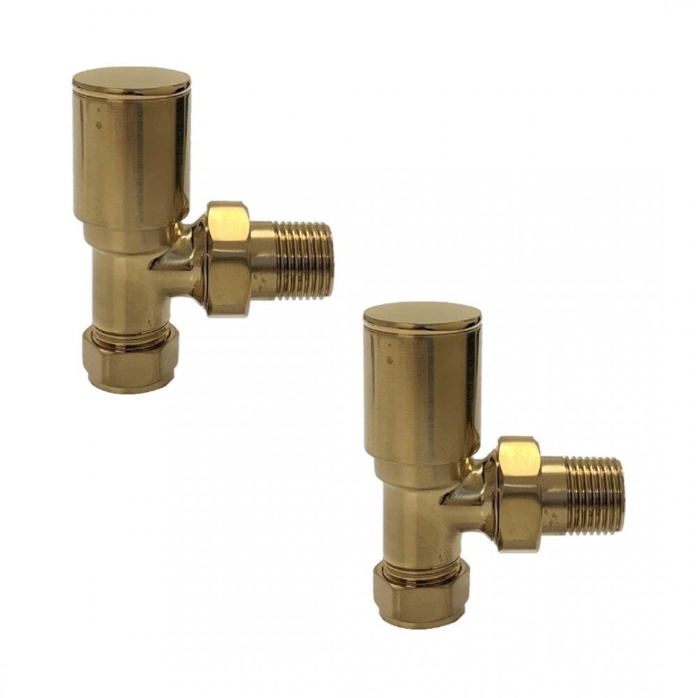 Kartell Modern Angled Radiator Valves, 15mm (Pair) - Brass
