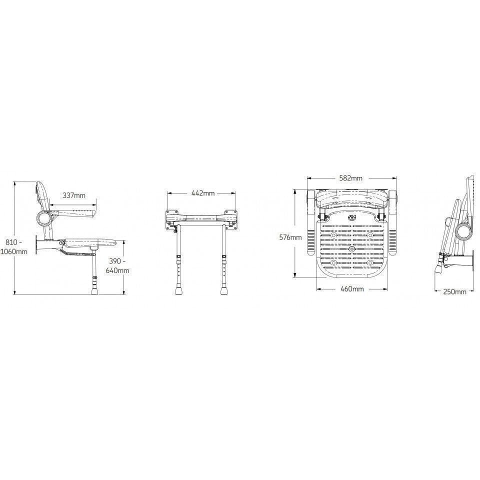 AKW 4000 Series Shower Seat, Unpadded Seat & Back, Padded Arms - Adaptation Supplies