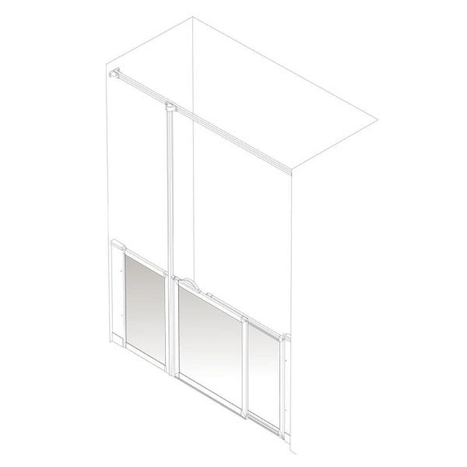AKW Option SJ Sliding Door Half Height Shower Screens 750mm Care Screens - Adaptation Supplies