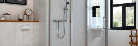 wetroom screen with a sliding door