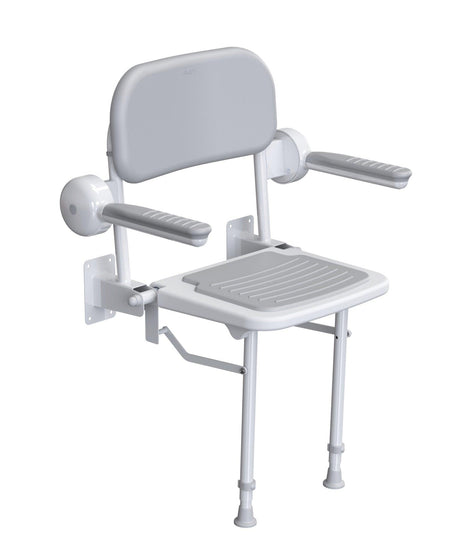 AKW Series 1000 Standard Padded Fold-Up Shower Seat with Back & Arms - Adaptation Supplies