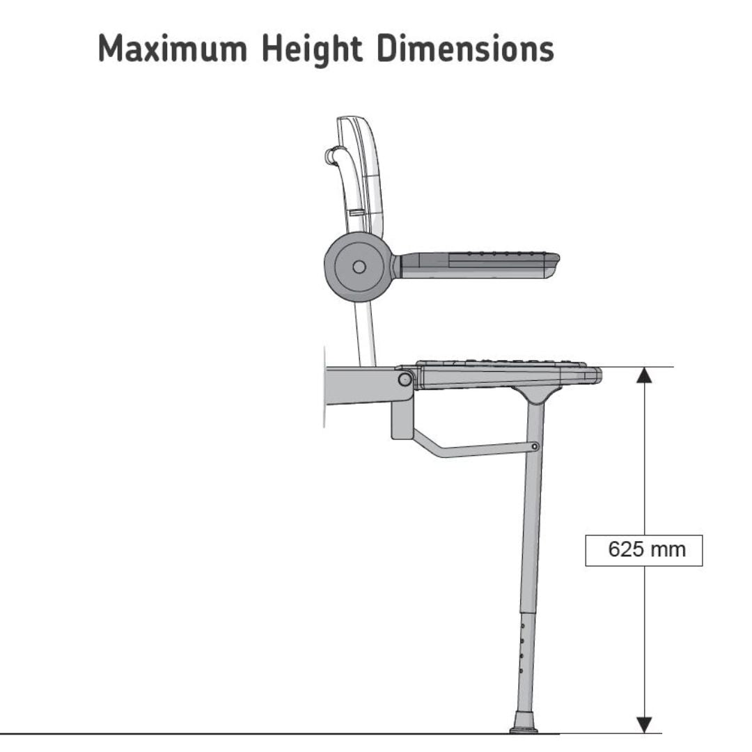max height dimensions of shower chair