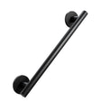Black metal grab bar on a white background