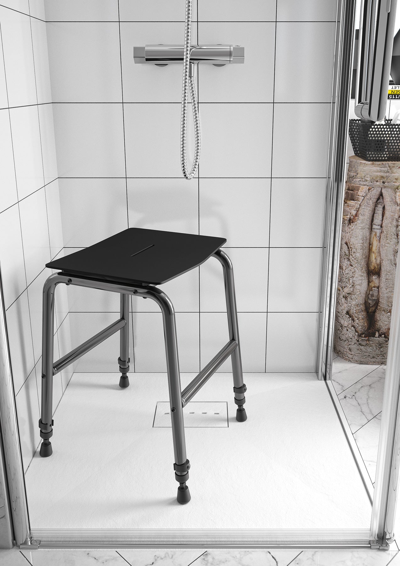 shower seat in working shower