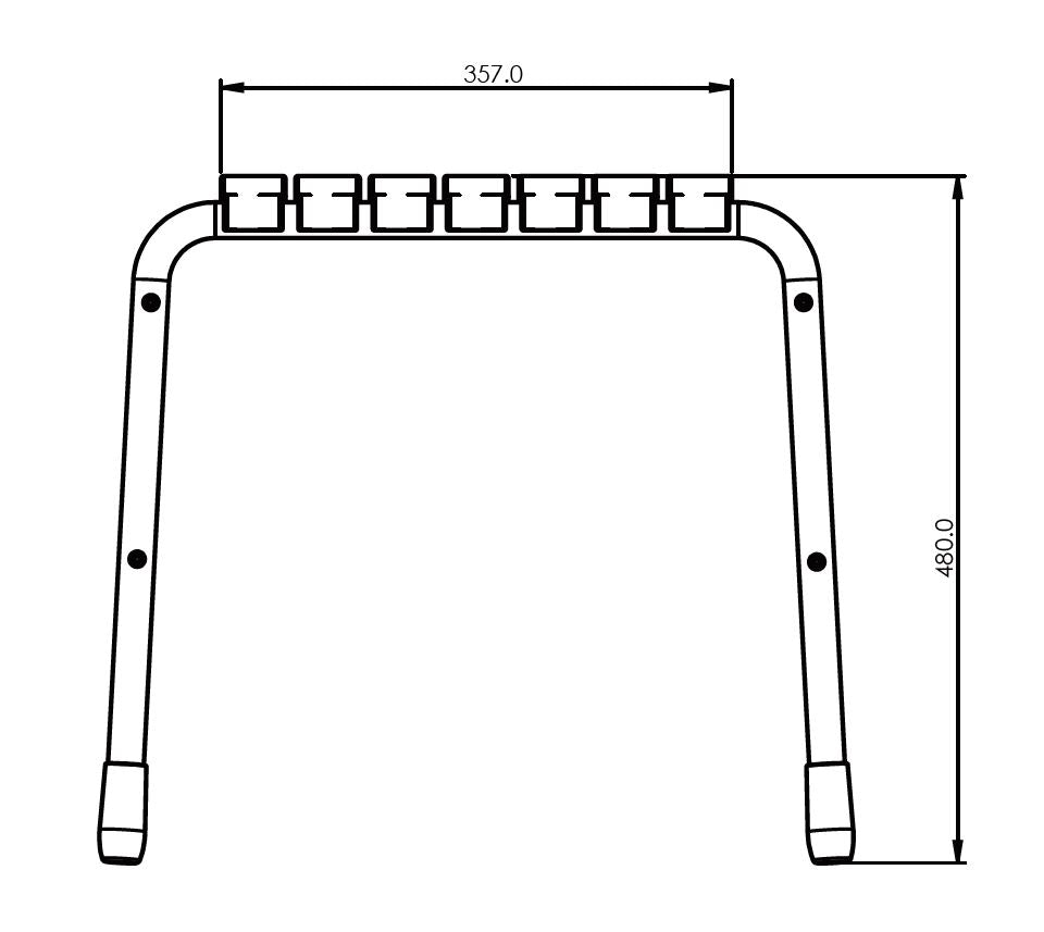Technical drawing of a metal bracket with dimensions