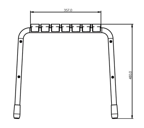 Technical drawing of a metal bracket with dimensions