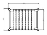 Technical drawing of a radiator with dimensions