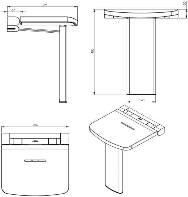 Technical drawing of a bathroom vanity with dimensions