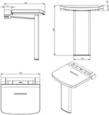Technical drawing of a bathroom vanity with dimensions