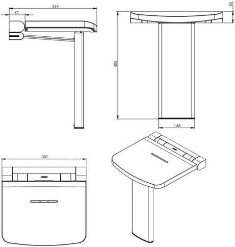 Technical drawing of a bathroom vanity with dimensions