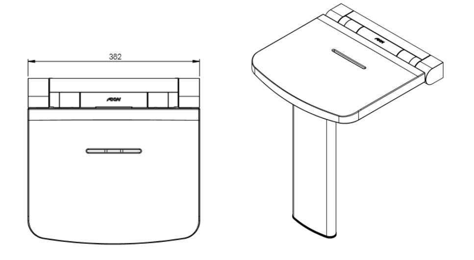 Technical drawing of a bathroom vanity unit and sink with dimensions.