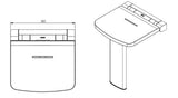 Technical drawing of a bathroom vanity unit and sink with dimensions.