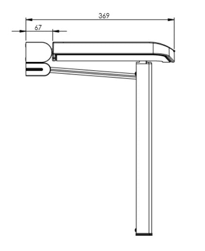 Technical drawing of a faucet handle with dimensions