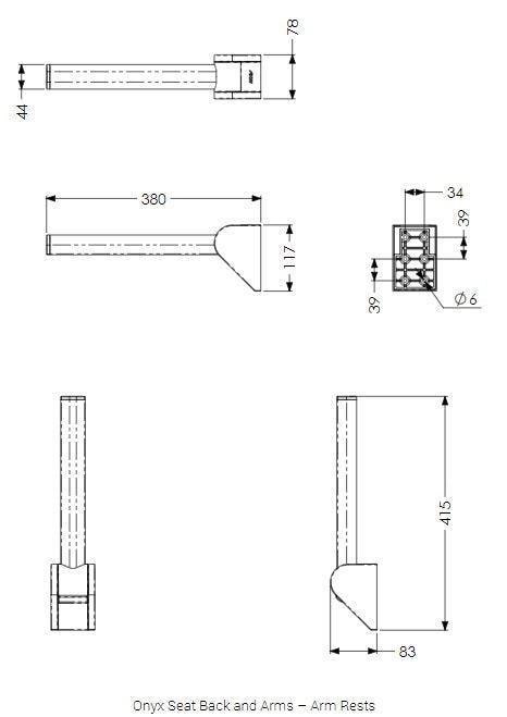 AKW Onyx Shower Seat with Back and Arms - Black - Adaptation Supplies