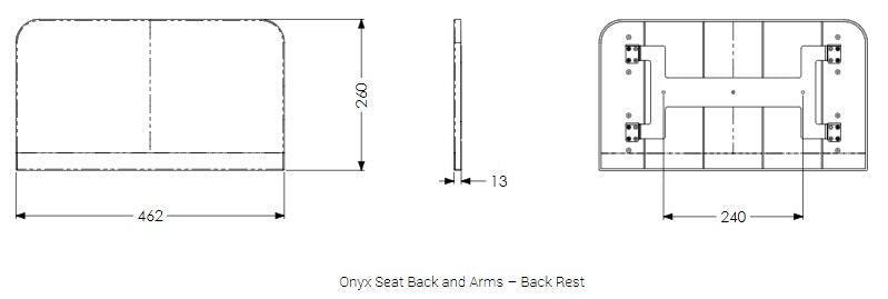 AKW Onyx Shower Seat with Back and Arms Black Adaptation Supplies