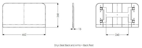 AKW Onyx Shower Seat with Back and Arms - Black - Adaptation Supplies