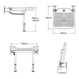 Technical drawing of a metal bracket with dimensions labeled