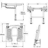 Technical drawing of a metal bracket with dimensions labeled