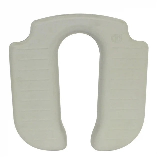 Beige U-shaped neck pillow on a white background