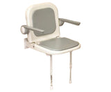 AKW 4000 Series Extra Wide Fold Up Padded Shower Seat With Arms - Grey