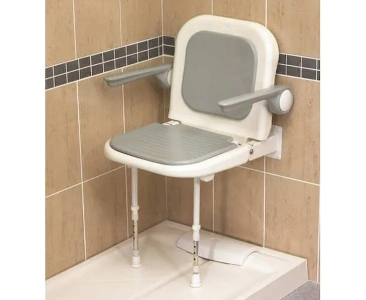 AKW 4000 Series Extra Wide Fold Up Padded Shower Seat With Arms