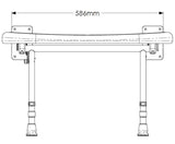 Technical drawing of a horizontal bar with measurements on a white background