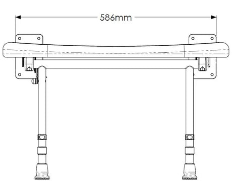 Technical drawing of a horizontal bar with measurements on a white background