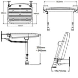 Technical drawing of a vehicle grille with dimensions