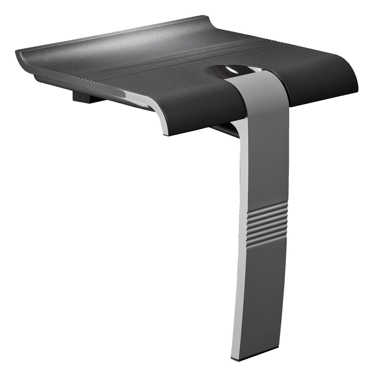 Modern black and gray table with a minimalist design on a white background