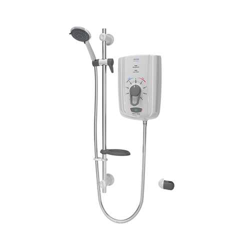 Shower system with handheld showerhead and control panel on a white background