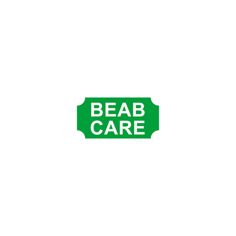 Green sign with 'BEAB CARE' text on a white background