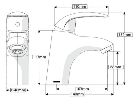 AKW Denova Basin Mono Mixer Tap including Clicker waste - Adaptation Supplies
