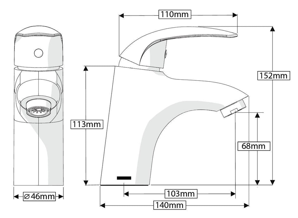 AKW Denova Basin Mono Mixer Tap including Clicker waste