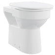 White toilet bowl with closed lid on a white background